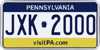 PA license plate JXK2000
