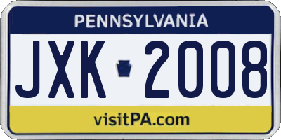 PA license plate JXK2008