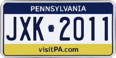 PA license plate JXK2011