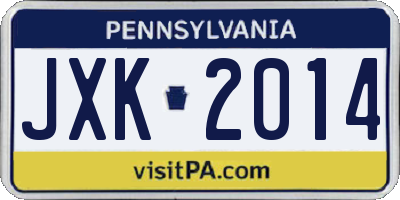 PA license plate JXK2014