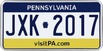 PA license plate JXK2017