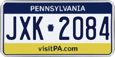 PA license plate JXK2084