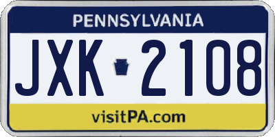 PA license plate JXK2108