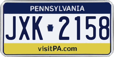 PA license plate JXK2158