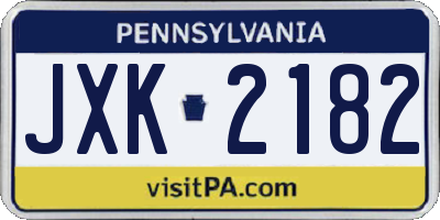 PA license plate JXK2182