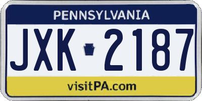 PA license plate JXK2187