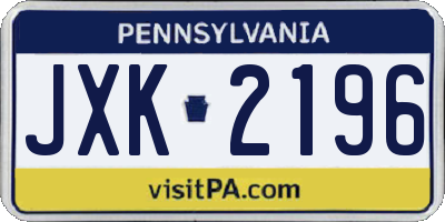 PA license plate JXK2196