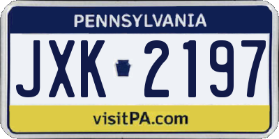 PA license plate JXK2197