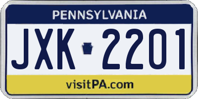 PA license plate JXK2201