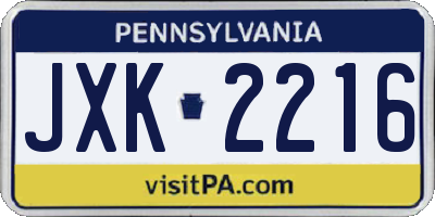 PA license plate JXK2216