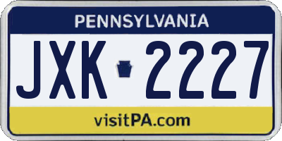 PA license plate JXK2227