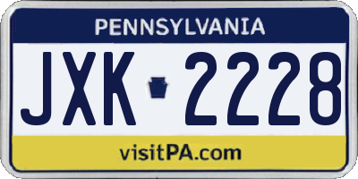 PA license plate JXK2228