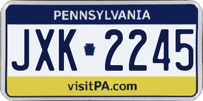 PA license plate JXK2245