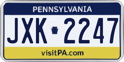 PA license plate JXK2247