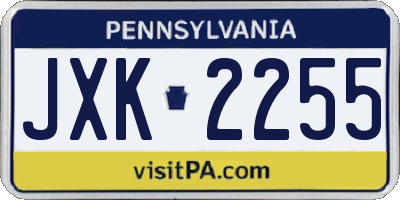 PA license plate JXK2255