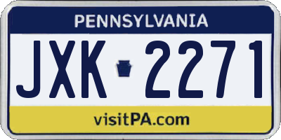 PA license plate JXK2271