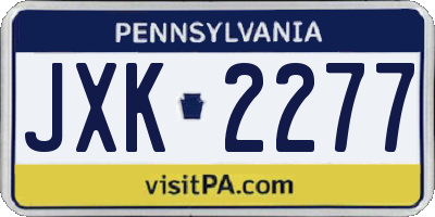 PA license plate JXK2277