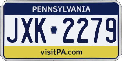 PA license plate JXK2279