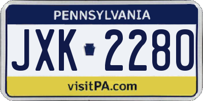 PA license plate JXK2280