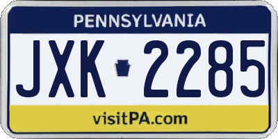 PA license plate JXK2285