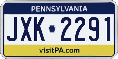 PA license plate JXK2291