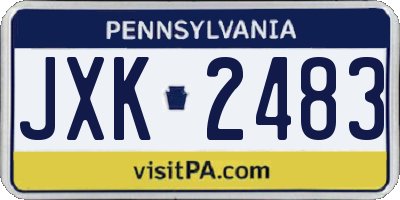 PA license plate JXK2483