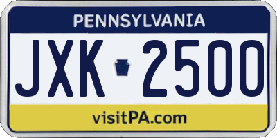 PA license plate JXK2500