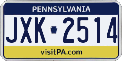 PA license plate JXK2514
