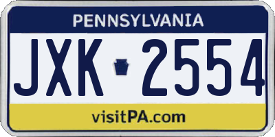 PA license plate JXK2554