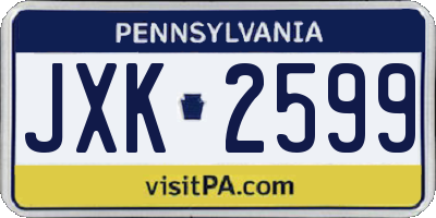 PA license plate JXK2599