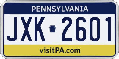 PA license plate JXK2601