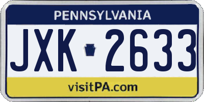 PA license plate JXK2633