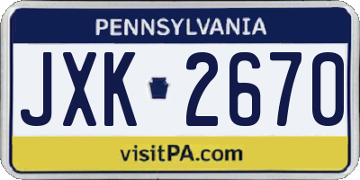 PA license plate JXK2670