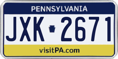 PA license plate JXK2671