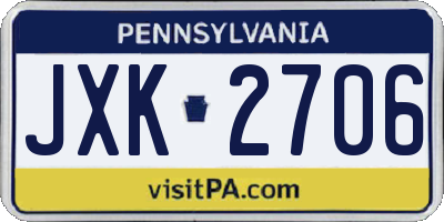 PA license plate JXK2706