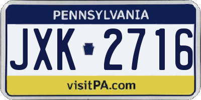 PA license plate JXK2716