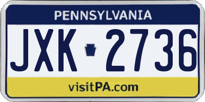 PA license plate JXK2736