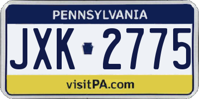 PA license plate JXK2775