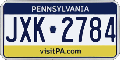 PA license plate JXK2784