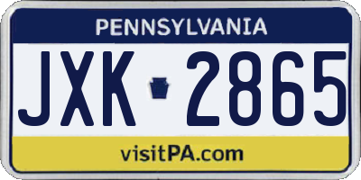 PA license plate JXK2865