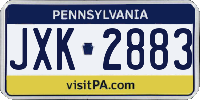 PA license plate JXK2883