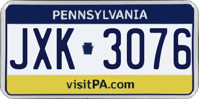 PA license plate JXK3076