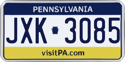 PA license plate JXK3085