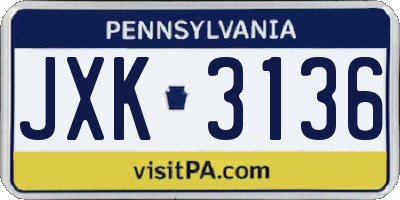 PA license plate JXK3136