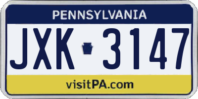 PA license plate JXK3147
