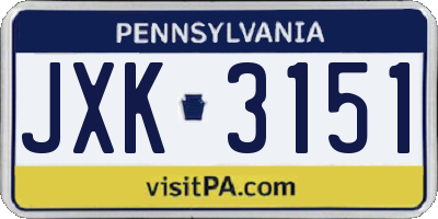 PA license plate JXK3151