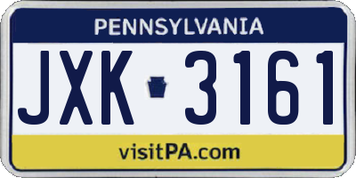 PA license plate JXK3161