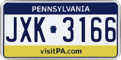 PA license plate JXK3166