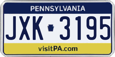 PA license plate JXK3195