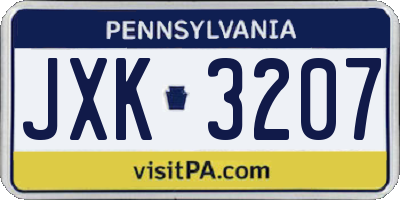 PA license plate JXK3207